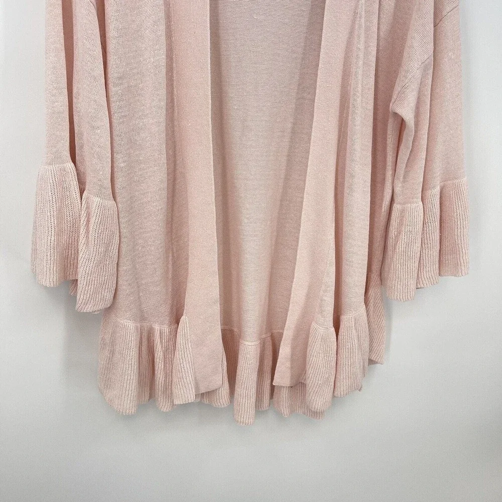 Ann Taylor Women’s XS/S Pink Lightweight Knit Open Front Bell Sleeve Sweater NWT - Picture 4 of 5